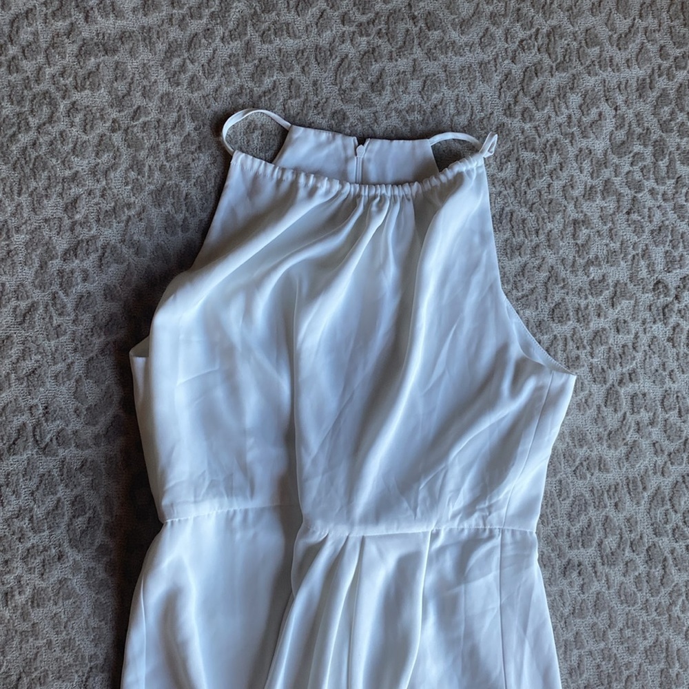 Shona Joy Ivory High Neck Ruched Midi Dress, size 10 - Picture 4 of 9